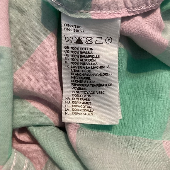 H&M L.O.G.G. Plaid Button Down Top Size 2 Pink Green - Picture 7 of 7